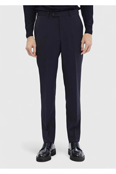 Ramsey Navy Blue Plain Fabric Classic 100% Wool Pants