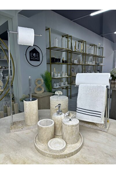 ege gross Traverten Mermer Banyo Seti- 9 Parça -Mermer Banyo Seti