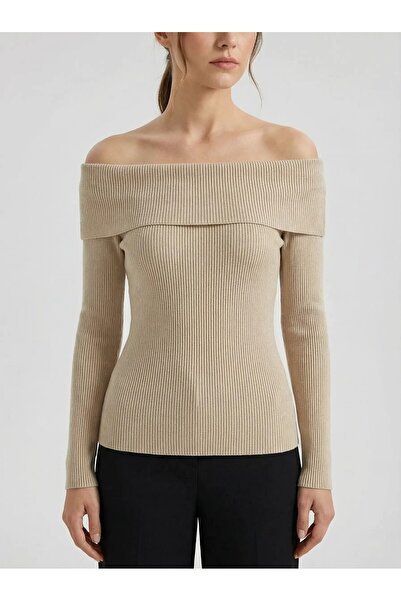 BY ARDELION Отворена плетена блуза с шик кройка - кремав цвят