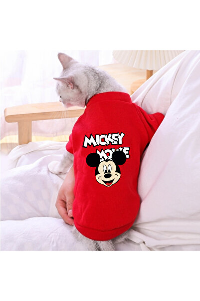 Miniso هودي أحمر مقاس XS (قديم) قطعة واحدة مطبوع ميكي ماوس، مناسب للحيوانات ا...