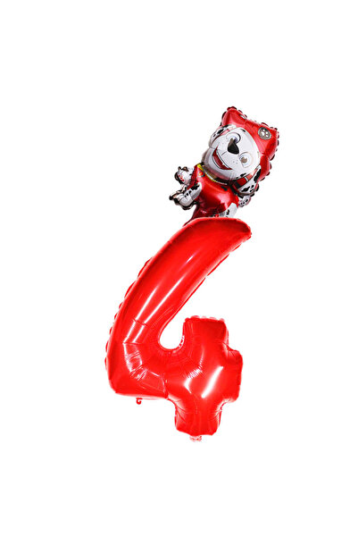 PAW PATROL 32inch red-4 Cartoon 32 inches Number Foil Balloons Chase Skye Rub...