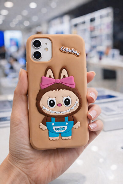 mopal kılıf iPhone 11 Compatible Labubu Patterned 3D Figured Silicone Case – ...