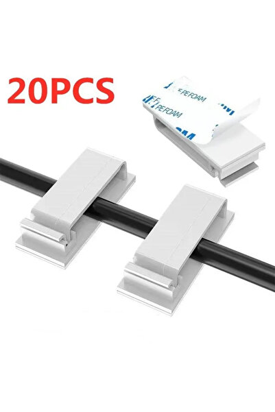 Choice 20PCS-White Self-adhesive Wire Organizer Cable Holder Cord Management Harness Clamp Clip For PC Powe