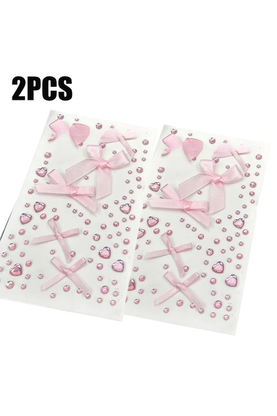 Choice ملصقات كريستالية ثلاثية الأبعاد على شكل فيونكة وردية اللون، لون رمادي ...