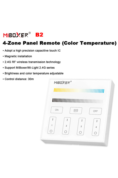 Choice جهاز Miboxer B2 2.4G رباعي المناطق، لوحة لمس 86، ضبط السطوع، مفتاح مؤق...