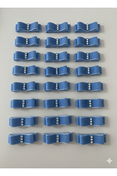 süslemeci 24’lü mavi kadife taşlı fiyonk