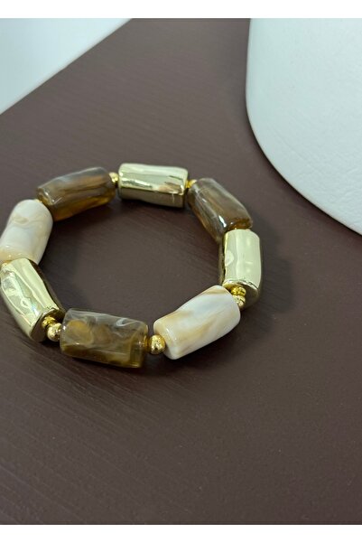 KİLİGİSTANBUL GOLD&KAHVE BORU LASTİKLİ BİLEKLİK