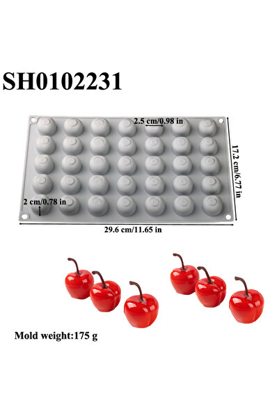 Choice SH0102231 8/12/35 Cell Cherry Design Silicone Cake Mold Fruit Mousse C...