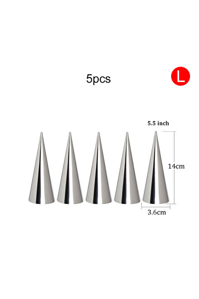 Choice قوالب مخروطية الشكل من الفولاذ المقاوم للصدأ سعة 5 لترات، 5/10 قطع، تُستخدم في خبز مخاريط المعجنات.