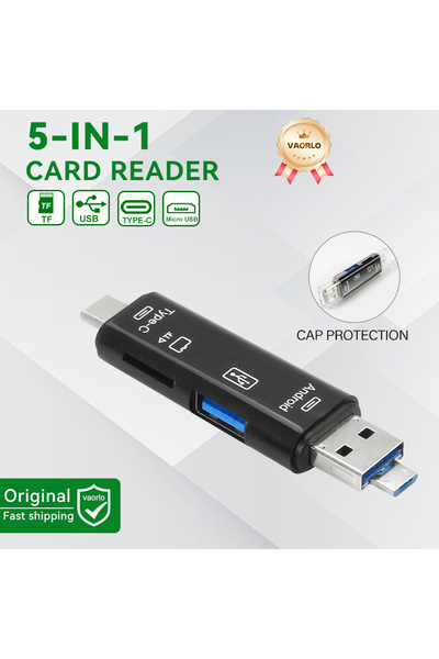 Choice قارئ بطاقات USB 3.0 متعدد الوظائف 5 في 1 أسود، 6 في 1 OTG، يدعم أقراص ...
