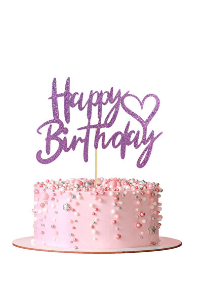 Choice قطعة واحدة من زينة كعكة عيد ميلاد سعيد باللون الأرجواني، لوازم تزيين كعكة طاولة الحلويات في حفلات أعياد الميلاد