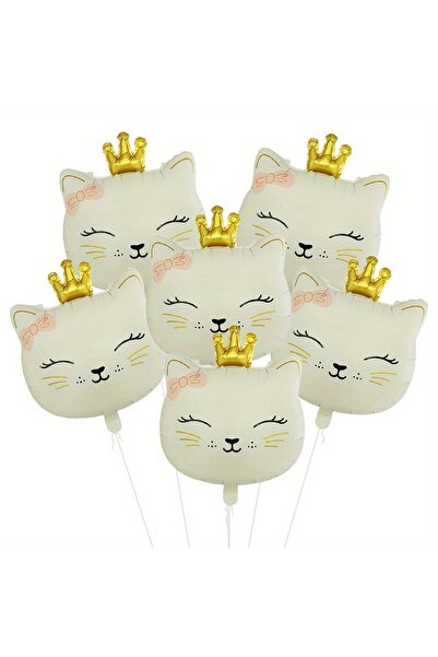 Choice مجموعة أخرى من 6 قطع من بالونات رأس قطة بيضاء كريمية مصنوعة من رقائق ا...