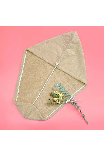 Choice 25cmx60cm 22# Ultra-Absorbent Coral Fleece Hair Towel Wraps with Button Closure - Quick-Dry, Soft, a