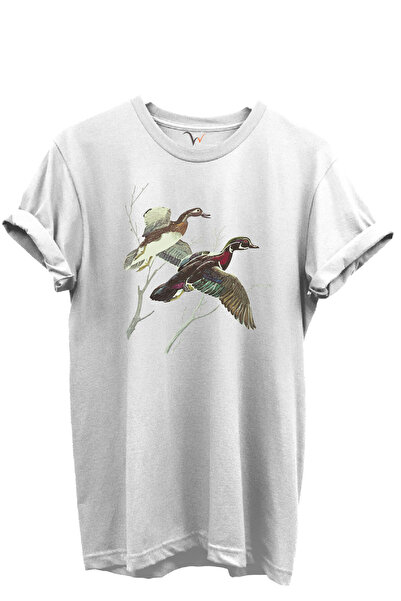 WİDİ Desen cu rațe sălbatice zburătoare cu imprimeu bumbac 100% Regular Fit g...