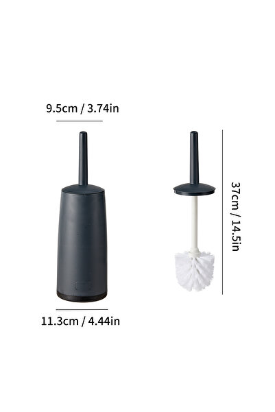 WORTHBUY Black Splash Proof Handle Toilet Brush With Base Soft Bristle Plastic Toilet Cleaning Brush