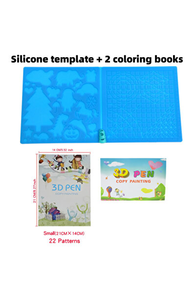 Choice لوحة زرقاء وكتابان، قلم طباعة ثلاثية الأبعاد، قالب سيليكون، وكتاب تلوين مع 22 صفحة ملونة قابلة لإعادة الاستخدام