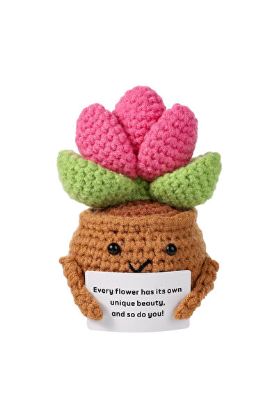 Choice نباتات مزروعة في أصص وردية اللون، قطعة واحدة، زينة مكتبية مصنوعة يدويً...