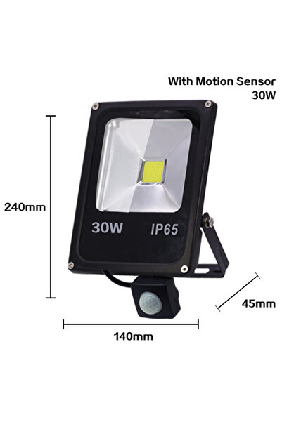 Choice مصباح كشاف LED أبيض بارد مزود بمستشعر حركة بقدرة 30 واط، مقاوم للماء ب...