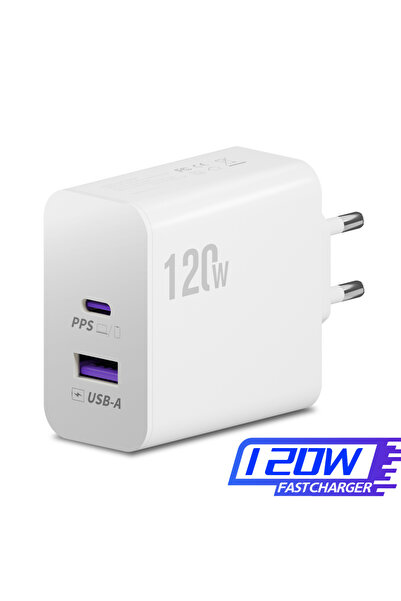 Choice EU-White 120W Dual Port USB-C Charger Blazing-Fast 1U+1C Charge Phones Laptops in Seconds Full-Proto