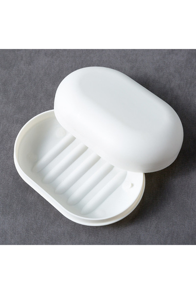 Choice White Plastic Bathroom Shower Soap Box With Lids Travel Portable Small Soap Tray Dish Storage Holder