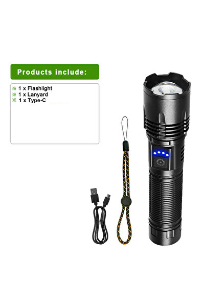 Choice مصباح يدوي E-600W مزود ببطارية، بقوة إضاءة 280000000 لومن، مزود بتقنية LED فائقة السطوع، وشاشة عرض للطاقة، ومصباح يدوي قابل لإعادة الشحن.