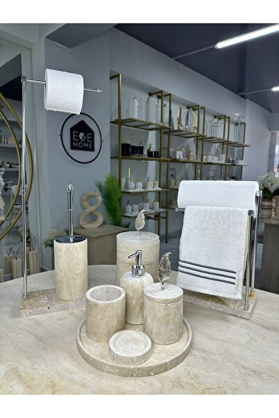 ege gross Traverten Mermer Banyo Seti- 9 Parça -Mermer Banyo Seti