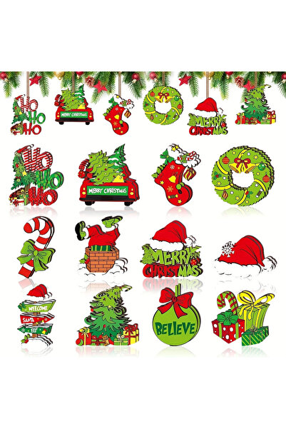 Choice 24 قطعة زينة عيد الميلاد باللون الأخضر الليموني والأحمر، زينة شجرة عيد...