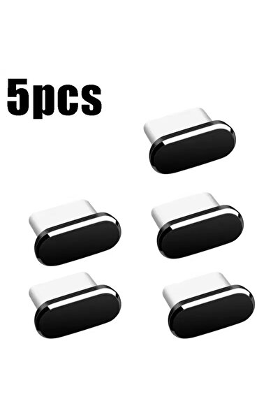Choice 5pcs Black 5/1Pcs Metal Type-C Dust Plug USB Charging Port Protector Anti-dust Plug Cover Cap for H