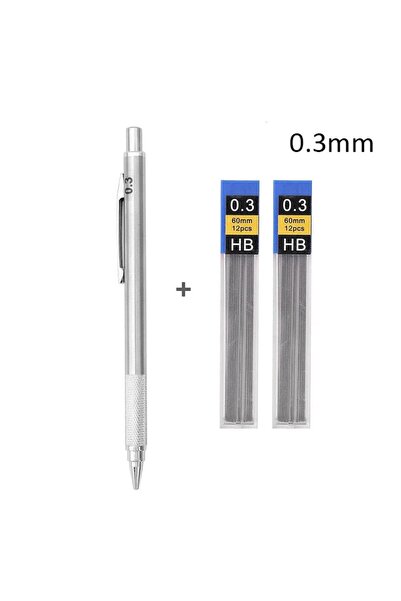 Choice 2Pc 0.3mm Pencil Metal Mechanical Pencil set with pencil grip Leads Ar...