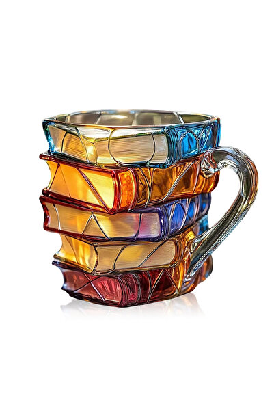 Choice Style A Painted Book Mug 11oz Novelty 3d Painted Books Coffee Mug Unique Colorful Resin Books Stack