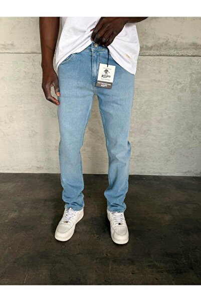 KağanKY Light Blue Stonewashed Stretch Fabric Regular Fit Jean