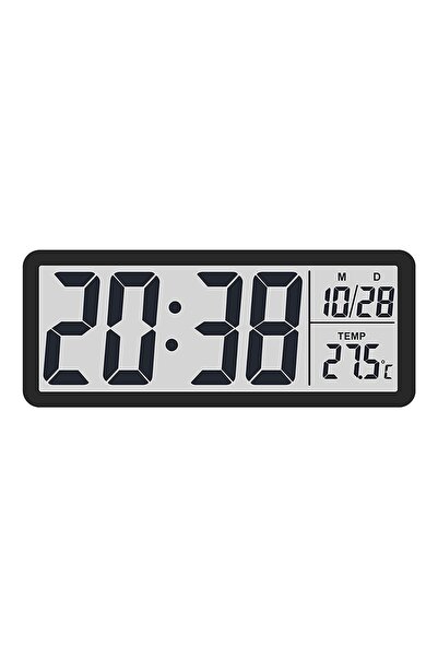 Choice ساعة حائط رقمية سوداء، شاشة LCD إلكترونية مثبتة على الحائط، ساعات متعددة الوظائف لعرض درجة الحرارة ودرجة الحرارة