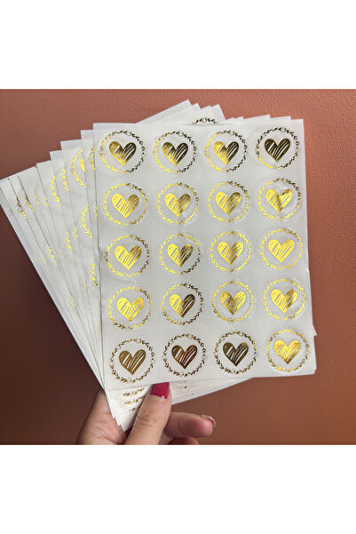 Choice Gold 100pcs(5sheets）Golden Heart Seal Sticker，Heart-shaped Wreath Envelope Seal Sticker Transparent
