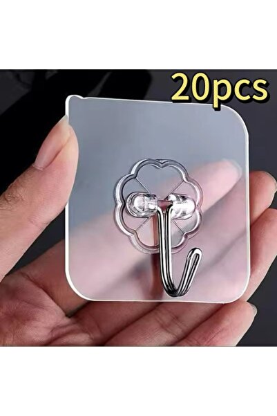 Choice 20pcs Self-adhesive Adhesive Wall Hanging Hooks Heavy Duty Transparent...