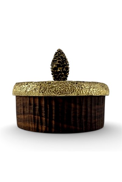 VERRA CONCEPT Presentation Bowl Walnut Wood Oval Bowl with Lid 10 X 11