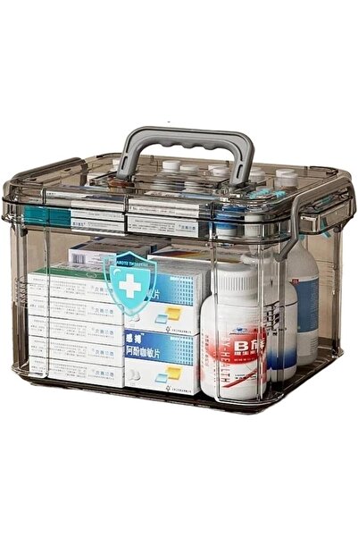 Choice grey Clear Medicine Organizer Storage Box with Tray, Plastic First Aid Box Empty, Thickened Medicine