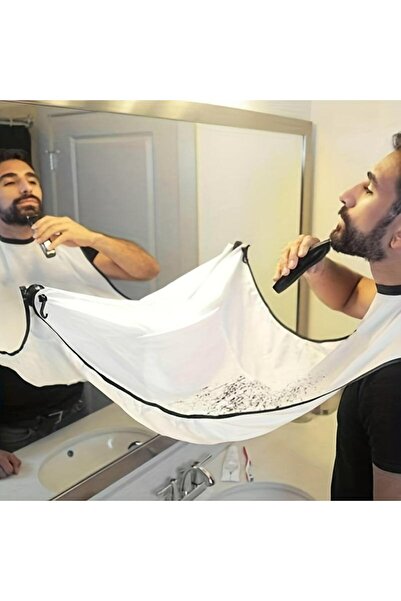 Choice مريلة بيضاء للرجال مزودة بغطاء مرآة لسهولة التنظيف، لالتقاط شعر اللحية أثناء الحلاقة.