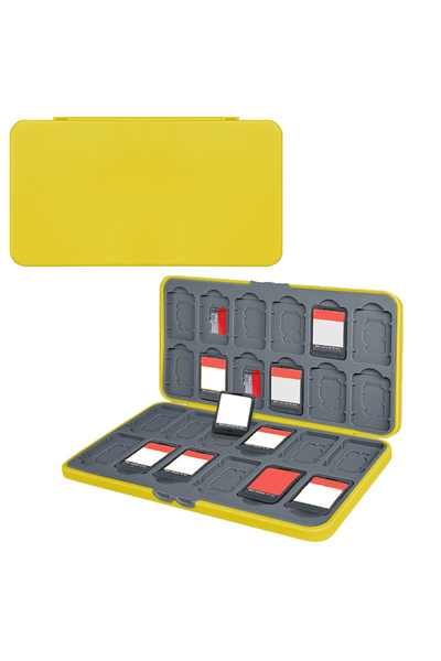 Choice Yellow Game Card Box Holder Storage Box, 24 Game Slots and 24 Micro Sd...