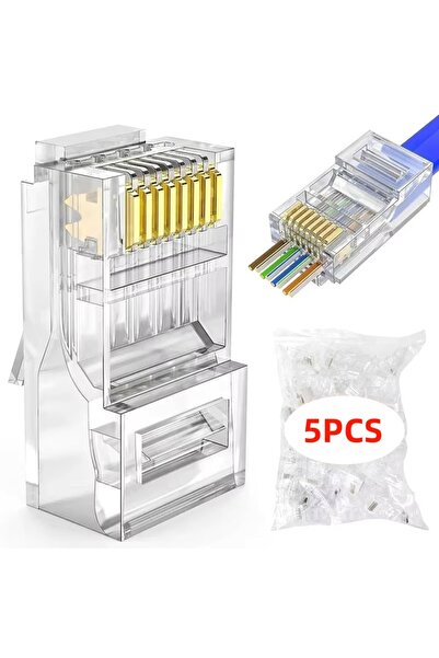 Choice 5pcs 100pcs RJ45 Connector CAT6 Pass Through Connectors Crystal End Go...