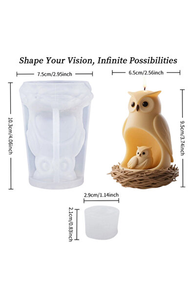 Choice قالب شموع ثلاثي الأبعاد على شكل بومة وطفل، سهل الفك ومتين، مناسب كهدية...