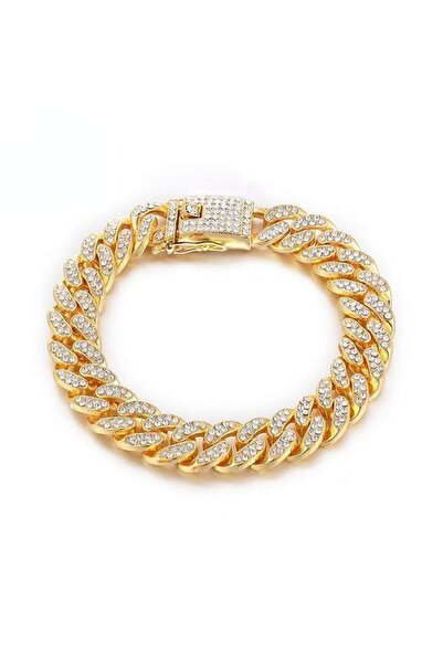 Choice طوق سلسلة ذهبي مرصع بأحجار الراين للكلاب بطول 55 سم، طوق سلسلة معدني فاخر من الفولاذ المقاوم للصدأ، طوق سلسلة للجراء والقطط