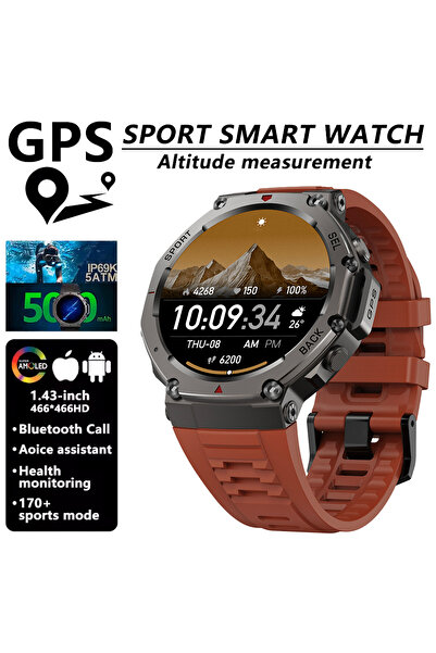Choice Built-in GNSS Red T-Rex 3 Ultra GPS Smart Watch Bulit-in Dual-band GNSS Compass Altimeter Barometric