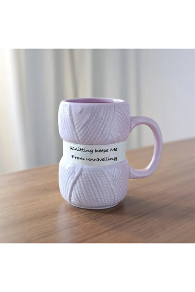 Choice Purple 301-400ml Hot Knit Style Ceramic Coffee Mug, Coffee Cup, Colorful Yarn Ball Mug, Tea Cup Gift
