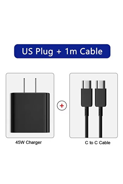 Choice قابس أمريكي - كابل بطول 1 متر، شاحن USB-C فائق السرعة بقدرة 45 واط وتي...