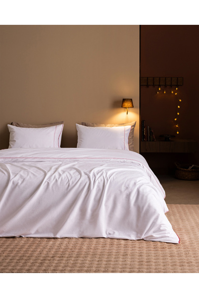 Madame Coco Felipa Double 100% Cotton Embroidered Duvet Cover Set - White