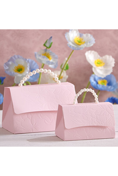 Choice6 مجموعة أخرى من 5 علب هدايا زفاف صغيرة فاخرة باللون الوردي الفاتح، مزي...