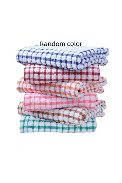 Choice 6Pcs random color 1/6/12Pcs Absorbent Hand Towels Cotton Yarn Kitchen Dishcloths Set Checkered Decor