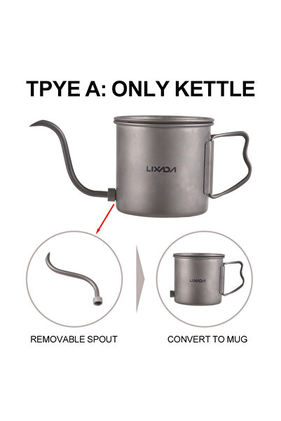 Choice إبريق قهوة من التيتانيوم من نوع LIXADA سعة 400 مل، من النوع A، مزود بم...