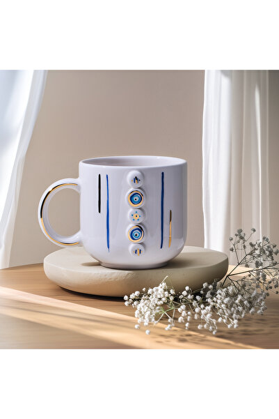 Canarels Nazar Boncuklu-Çizgili Kupa 350 ml