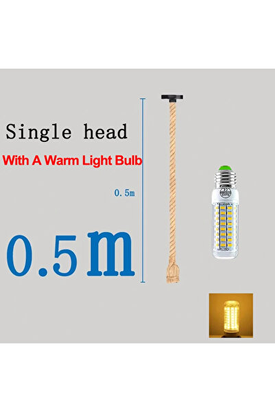 Heinast ثريا معلقة بقاعدة من حبل القنب بتصميم ريترو وإضاءة دافئة، بتصميم صناع...